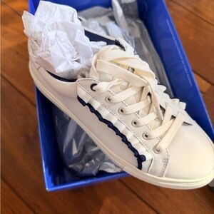 NIB Tory Burch Sport White and Navy Athletic Tennis Shoes Sz 7